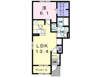 ファミール・桜(1LDK/1階)の間取り写真