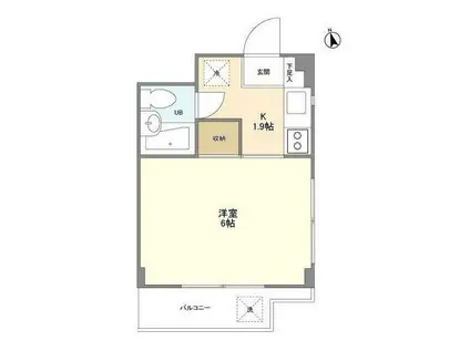 鎌伊ハイツ(1K/1階)の間取り写真