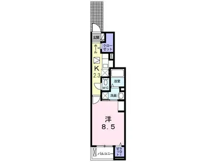 カーサ・サンキ(1K/1階)の間取り写真
