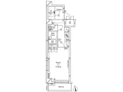 レジオス世田谷尾山台(1K/4階)の間取り写真