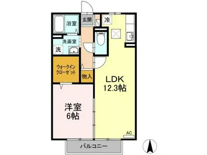 リヴェール北御座(1LDK/1階)の間取り写真