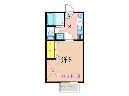 ヴァンベール山手(1K/2階)の間取り写真