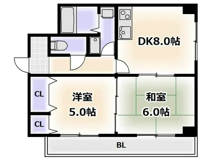 パークハイム吉野(2DK/5階)の間取り写真