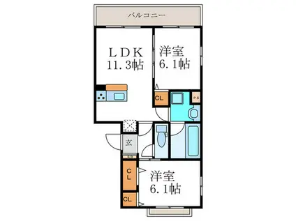 グランソレイユ西院A棟(2LDK/3階)の間取り写真