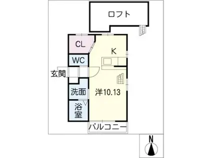 カーサヴェローナ 北棟(1K/1階)の間取り写真