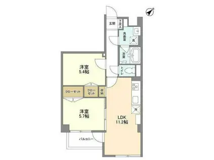 ROCKCOURT三田(2LDK/1階)の間取り写真