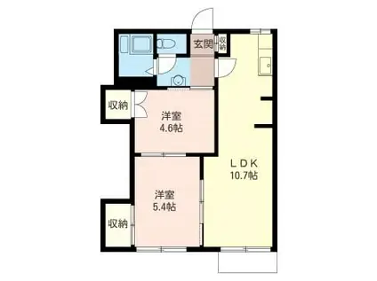 第2石井ハイツ(2LDK/2階)の間取り写真