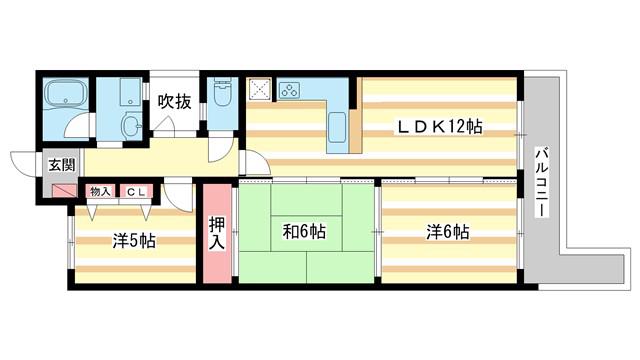 プレジール学園前(3LDK/2階)の間取り写真