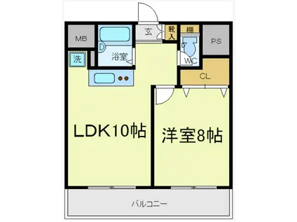 モンテベルデ北田辺(1LDK/3階)の間取り写真
