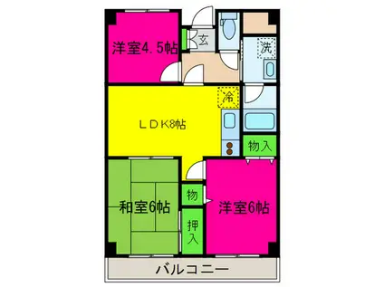 サニーハート(3LDK/3階)の間取り写真