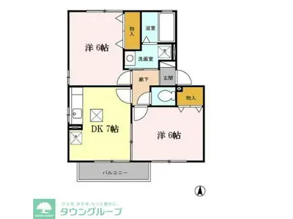 メゾン・ボナール A・B(2DK/1階)の間取り写真