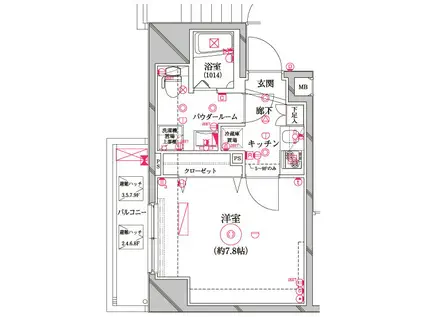 レアライズ入谷(1K/9階)の間取り写真