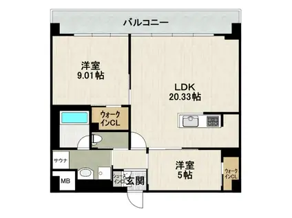 プレジオ宝塚ASIAN(2LDK/2階)の間取り写真