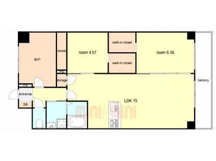 GROOVE上甲子園レジデンス(2SLDK/4階)の間取り写真