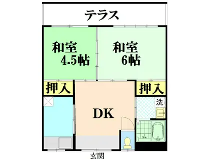 ヤマセマンション(2DK/1階)の間取り写真