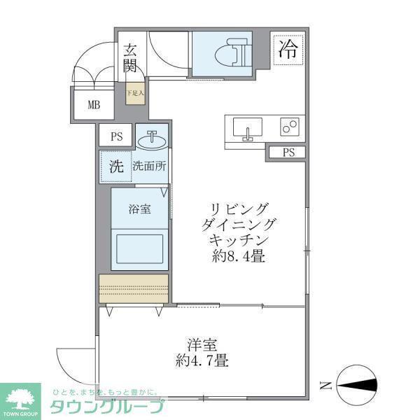 プラティーク旗の台ヒルサイド(1LDK/5階)の間取り写真