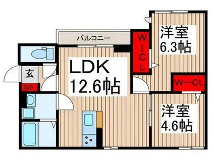 ラリュール南花畑(2LDK/2階)の間取り写真