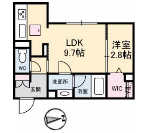 シャトル不動院前(1LDK/1階)の間取り写真