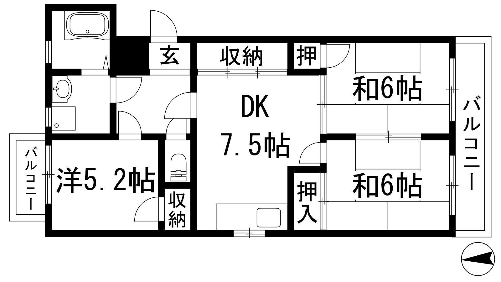 ユニハイム阪西(3DK/1階)の間取り写真