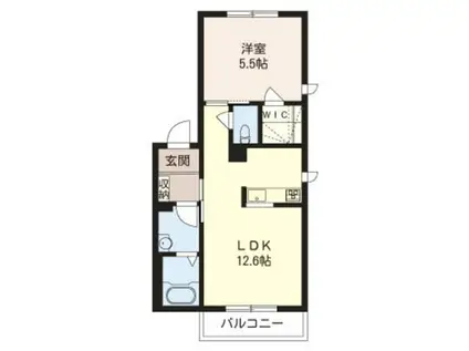 ソレアード II(1LDK/2階)の間取り写真