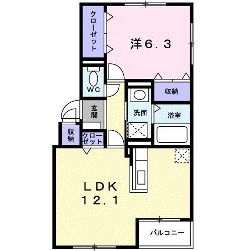 ジェルメ本町(1LDK/1階)の間取り写真