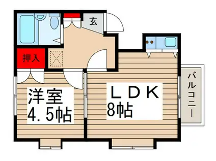 グリーンコーポ(1LDK/2階)の間取り写真