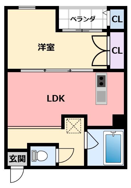 光南荘マンション(1LDK/4階)の間取り写真