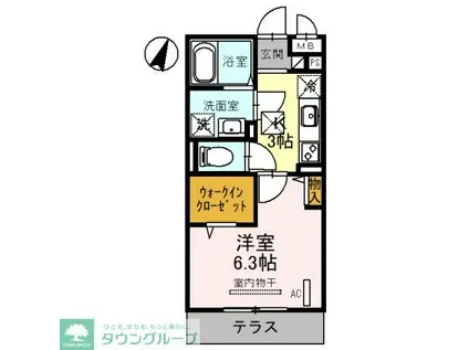 バレンティア(1K/1階)の間取り写真