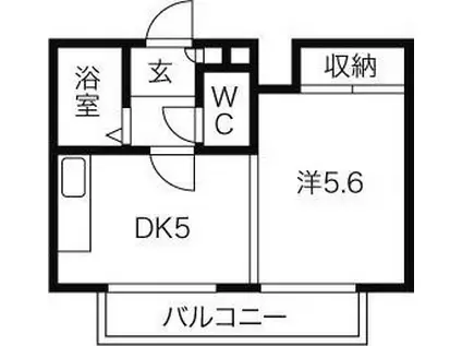 プレサント南2西19(1DK/1階)の間取り写真