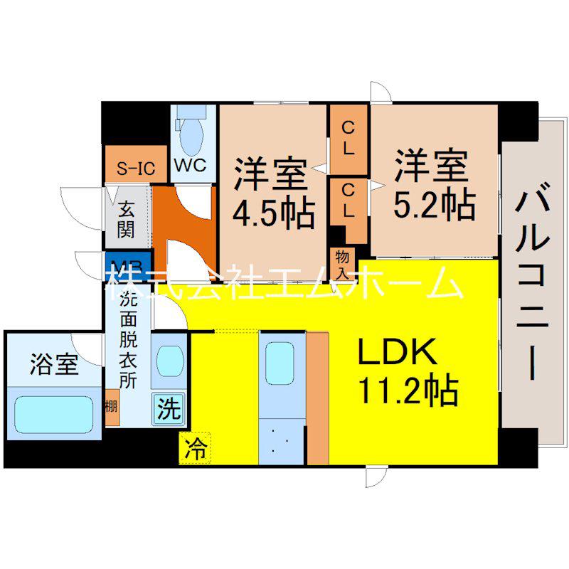 Z・R東別院(2LDK/8階)の間取り写真
