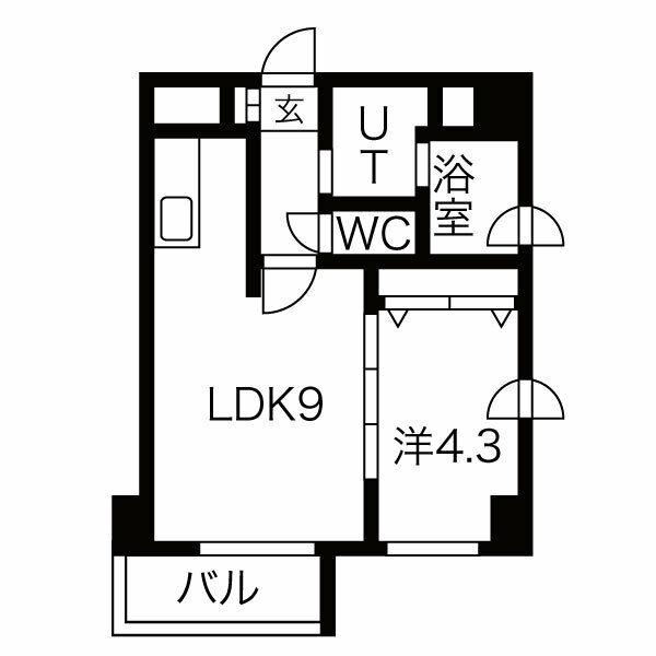 LEESPACEN4(1LDK/9階)の間取り写真