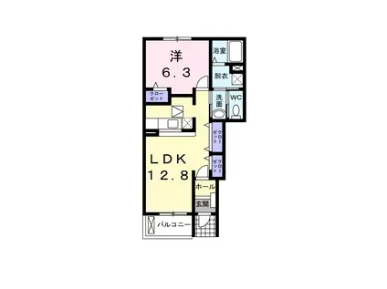 グリーンコートA(1LDK/1階)の間取り写真