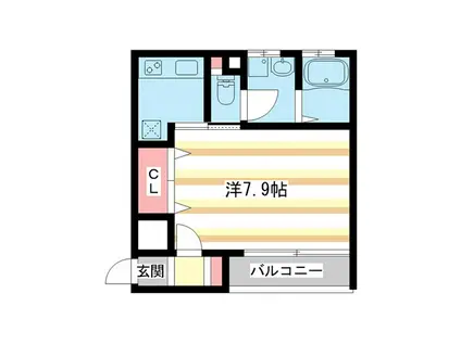 CUBE(1K/3階)の間取り写真