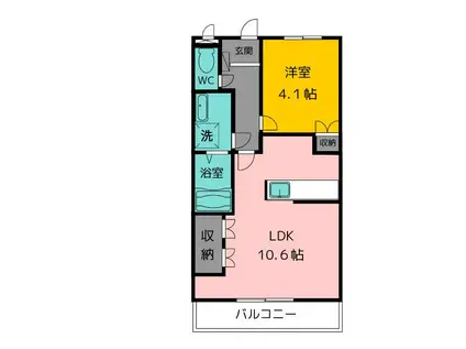 エバーハイム(1LDK/1階)の間取り写真