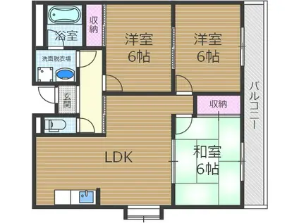 コゥジィーコート(3LDK/2階)の間取り写真