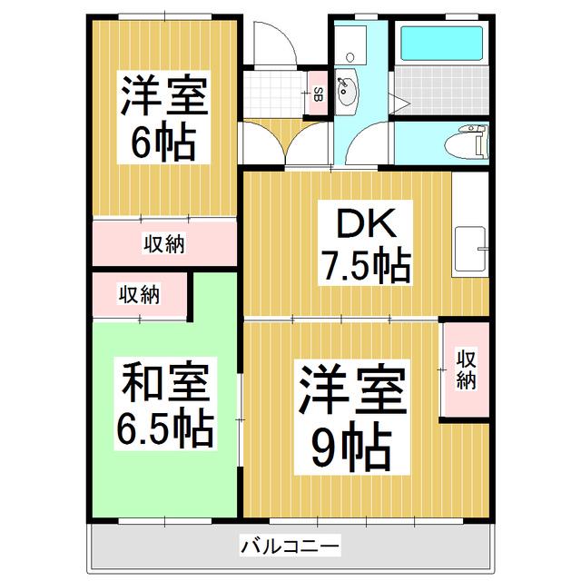 ホワイトパレス(3DK/3階)の間取り写真