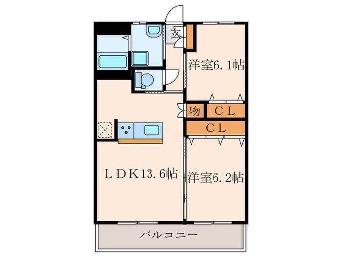 シベール高須(2LDK/2階)の間取り写真