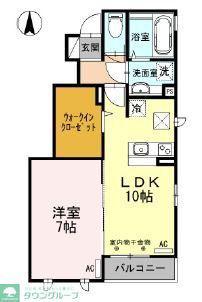 グランシャリオA棟(1LDK/1階)の間取り写真