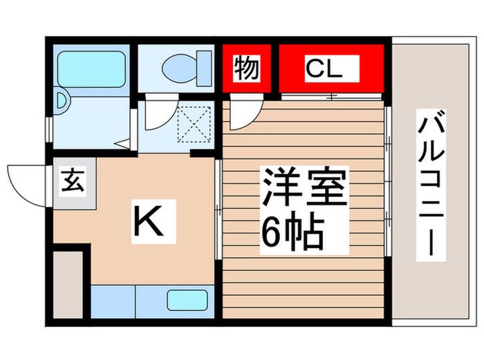 ロジカル南流山(1K/2階)の間取り写真