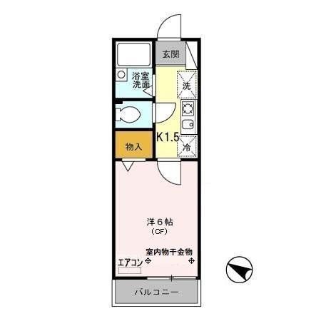 グリーンパーク(1K/2階)の間取り写真