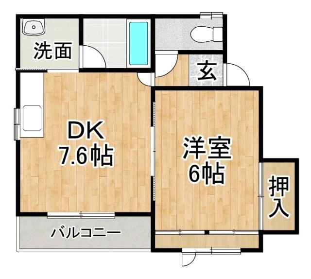 メモリアルハイム(1DK/1階)の間取り写真