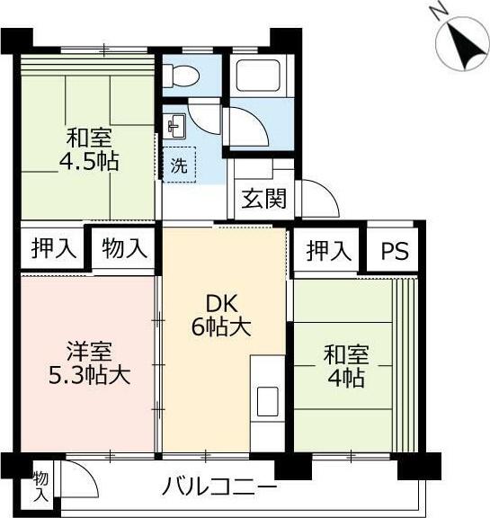 UR徳力(3DK/3階)の間取り写真
