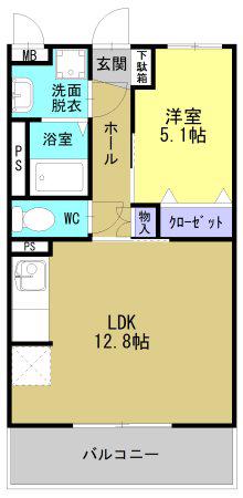 ラ・フレーズ(1LDK/2階)の間取り写真