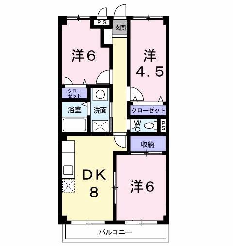 ガーデン六実(3DK/2階)の間取り写真