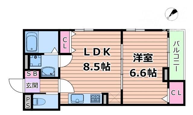 パーチェ エテルノII(1LDK/2階)の間取り写真