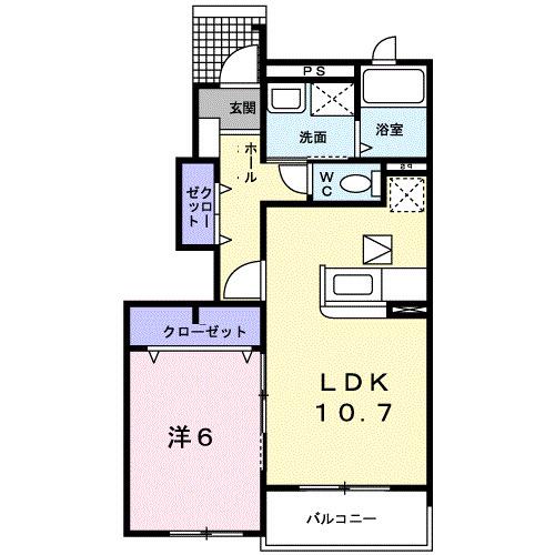 養老鉄道養老線 広神戸駅 徒歩6分 2階建 築19年(1LDK/1階)の間取り写真