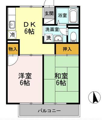 エスポワール(2DK/1階)の間取り写真