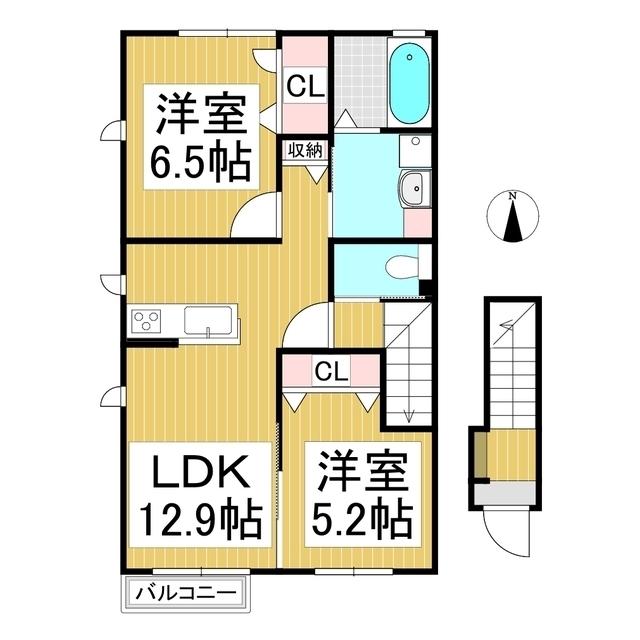 ラ・フェリーチェ(2LDK/2階)の間取り写真
