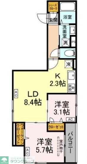 グラナーデ興宮町(2LDK/2階)の間取り写真