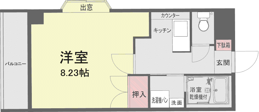 メイン石井(1K/6階)の間取り写真
